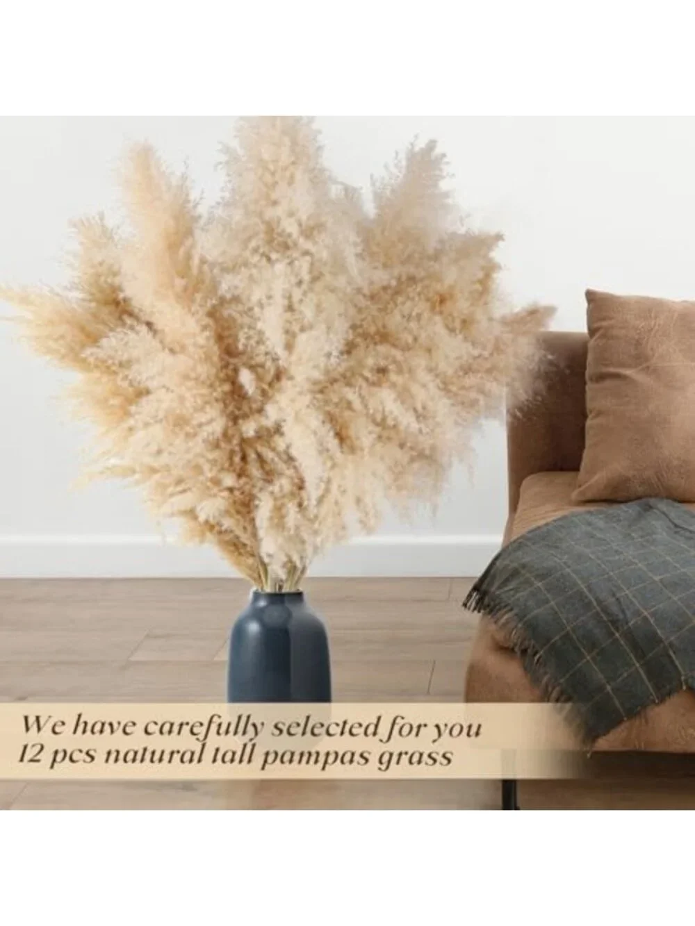 40-Inch Dried Pampas Grass Stems - 12Pcs Fluffy Decor for Home & Weddings